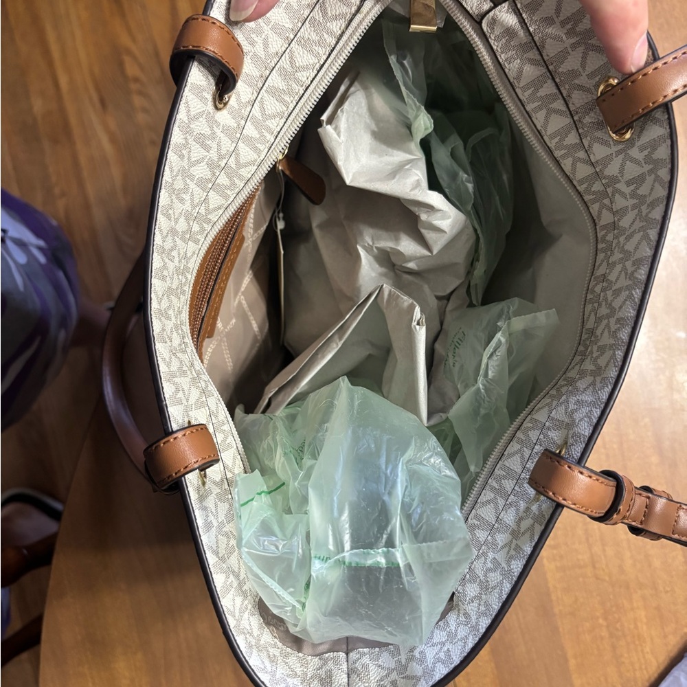 MICHAEL Michael Kors Brown and Cream Shoulder Bag